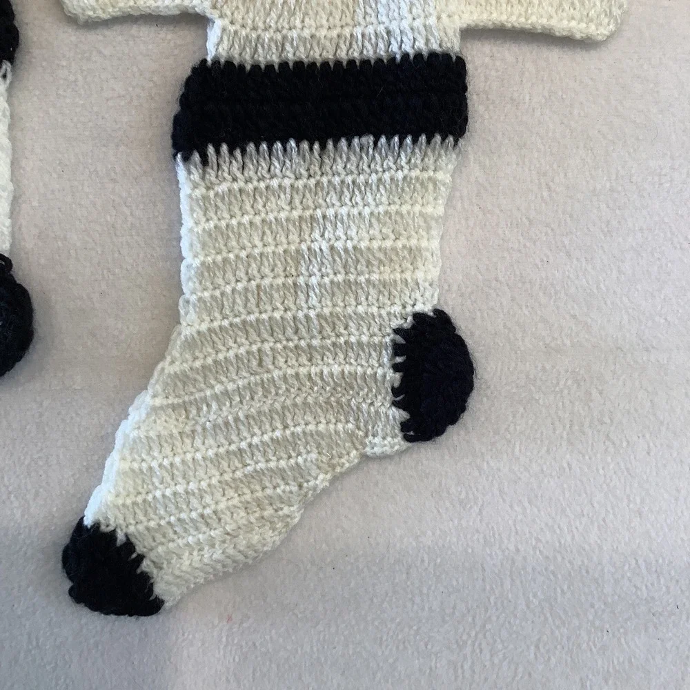 Set Of 2 Snowman Christmas‎ Stockings Handmade Crocheted Holiday